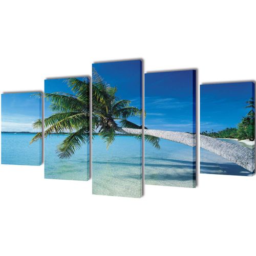 Zidne Slike na Platnu s Printom Pješčane Plaže i Palme 200 x 100 cm slika 15
