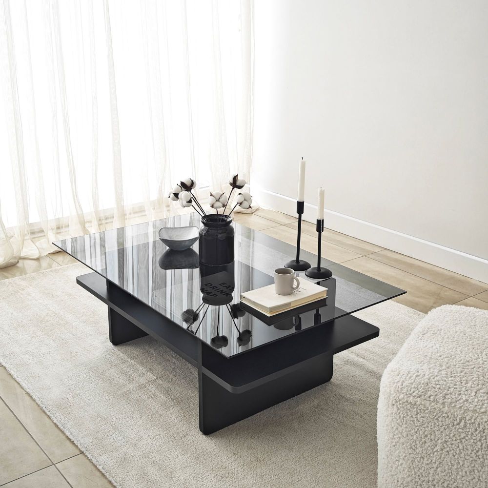 Kafa stol Saga pravougaoni, crni i dimni slika 6