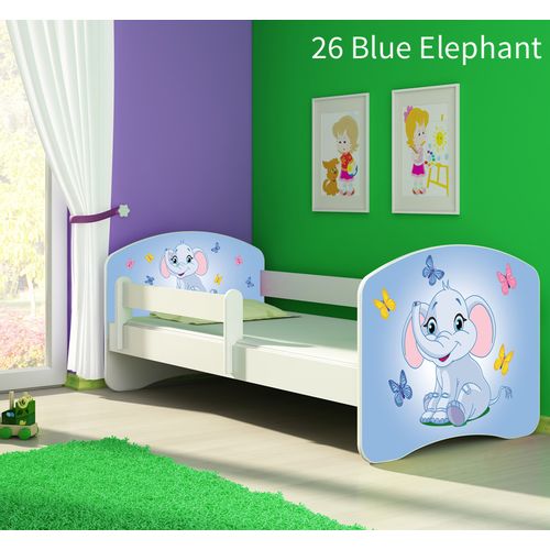 Dječji krevet ACMA s motivom, bočna bijela 180x80 cm 26-blue-elephant slika 1