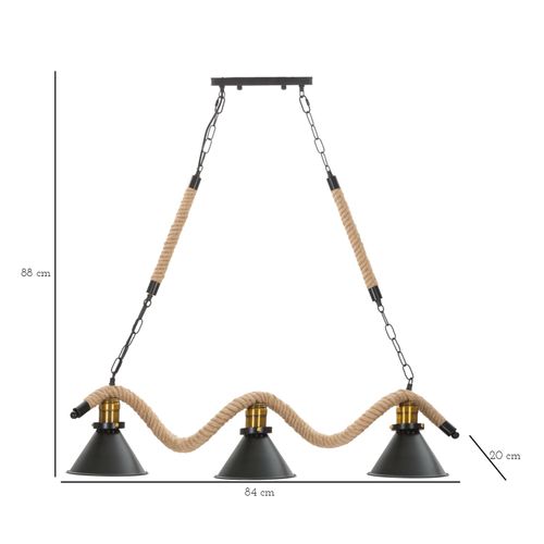 Mauro Ferretti Svjetiljka stropna CUP/ROPE 3 LIGHTS 84x20x88 cm slika 7