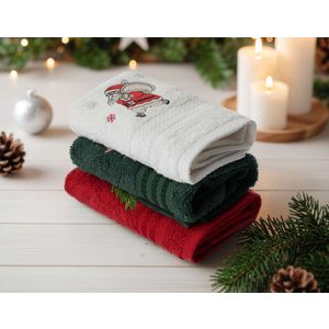 Wash towel set (3 pieces) Santa C, colours: green, red, white
