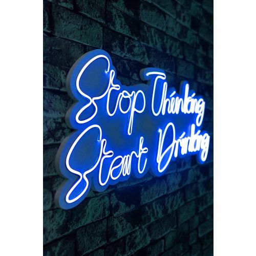 Wallity Ukrasna plastična LED rasvjeta, Stop Thinking Start Drinking - Blue slika 8