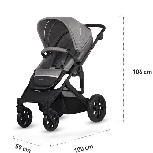 Kinderkraft kolica Prime Lite 2u1, siva slika 14