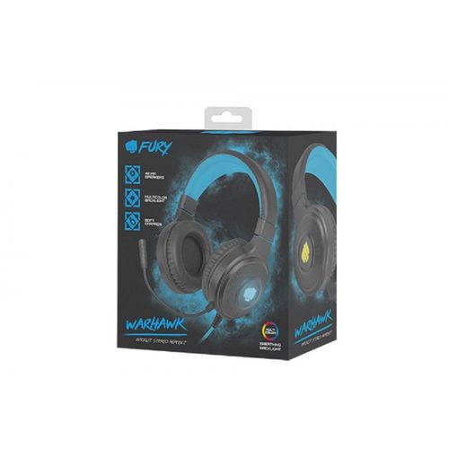 Natec  NFU-1585FURY WARHAWK, Gaming Headset with Volume Control, 3.5mm Stereo, LED Backlit (USB), Black/Blue slika 4