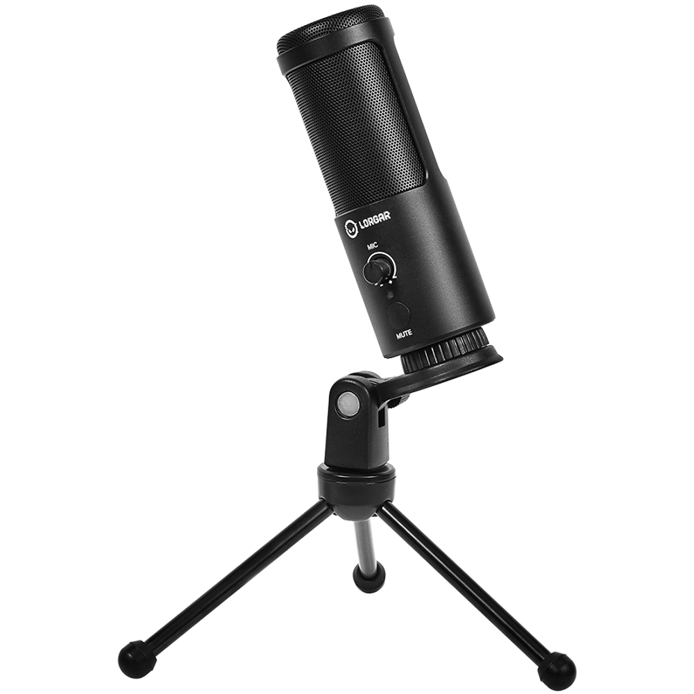 LORGAR Voicer 521, Gaming Mikrofon, Crni, USB kondenzatorski mikrofon sa kontrolom jačine zvuka, 3.5MM priključkom za slušalice, dugmetom za isključivanje i LED indikatorom slika 1