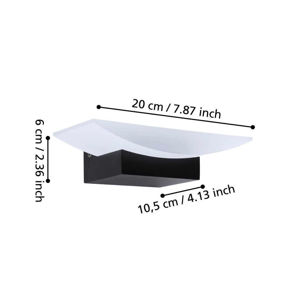 Eglo zidna rasvjeta metrass led 1x5,6w 3000k 680lm crno/satensko v:105mm slika 3
