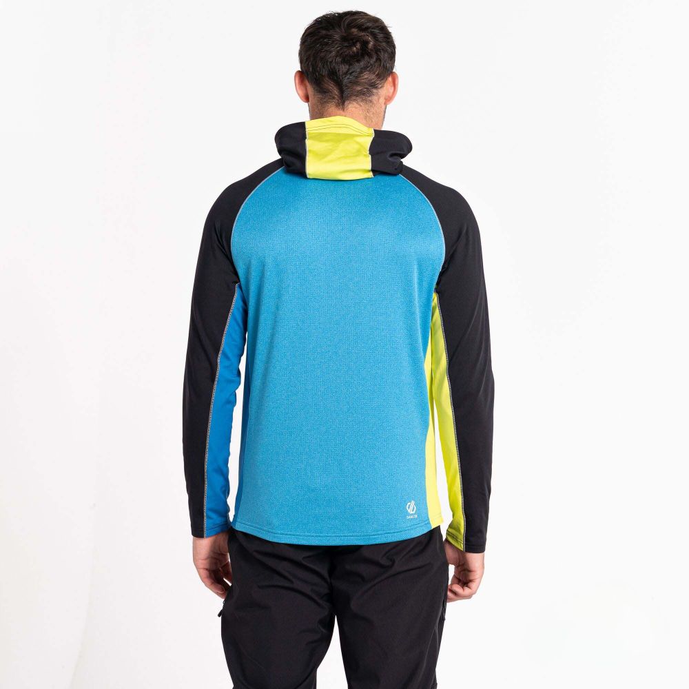 Dare2B Muški duks na kopčanje Contend Core Stretch, Black/Green Alge/Blue slika 4