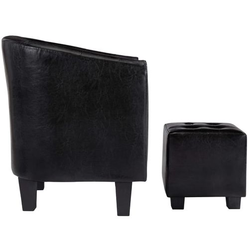 Fotelja od umjetne kože s osloncem za noge crna slika 25