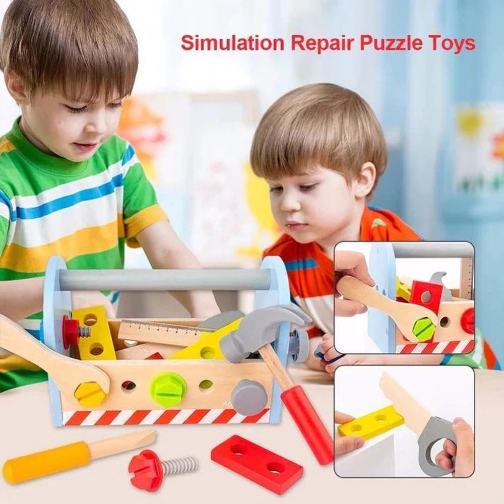 Kinder Home Dječiji drveni alat Toolbox slika 14