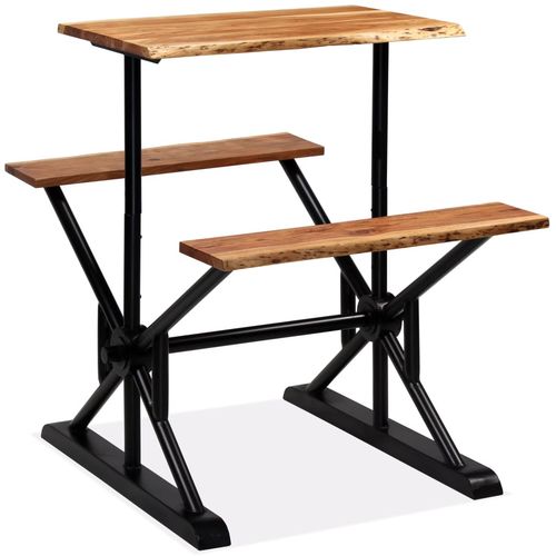 Barski stol s klupama od masivnog bagremovog drva 80x50x107 cm slika 1