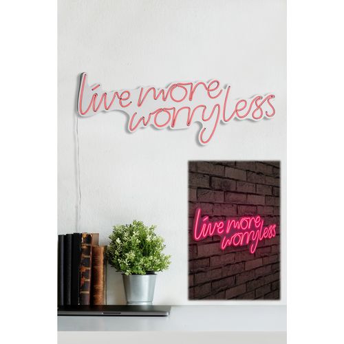Wallity Ukrasna plastična LED rasvjeta, Live More Worry Less - Pink slika 3