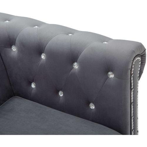 Dvosjed Chesterfield s baršunastom presvlakom 146 x 75 x 72 cm sivi slika 45