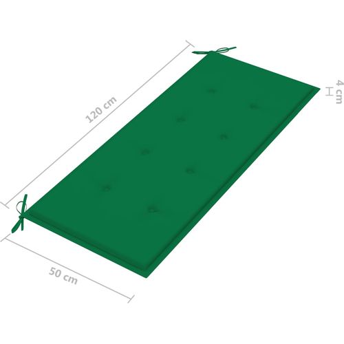 Vrtna klupa sa zelenim jastukom 120 cm od masivne tikovine slika 9