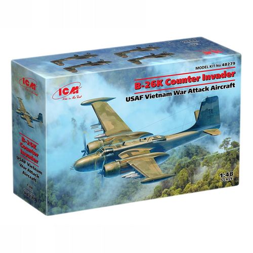 Model Kit Aircraft - B-26K Counter Invader USAF Vietnam War Attack Aircraft 1:48 slika 1