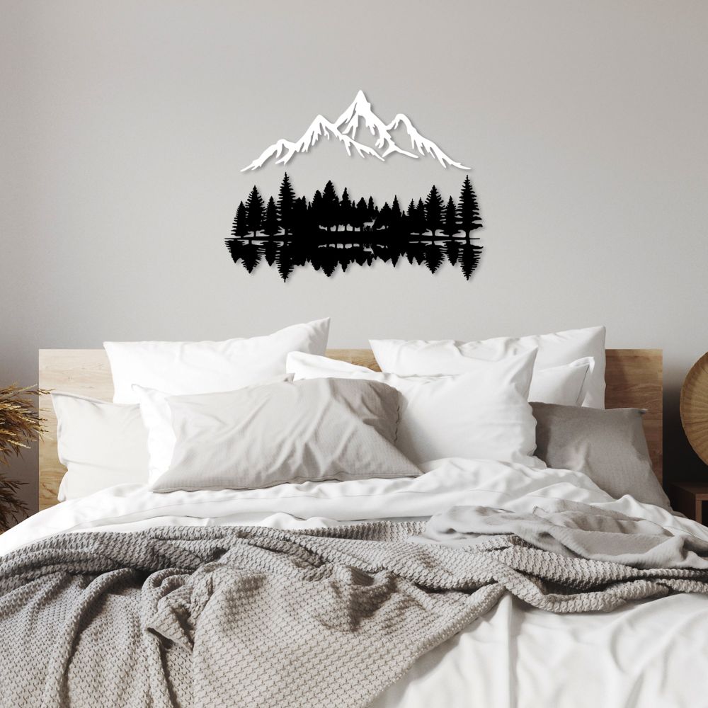 Nature And Mountain - Dekorativni zidni ukras u crno-bijeloj tehnici slika 3