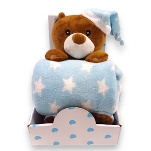 BBO Set Igračka + Ćebence Sleeping Bear (B200003) - Blue 100x75cm