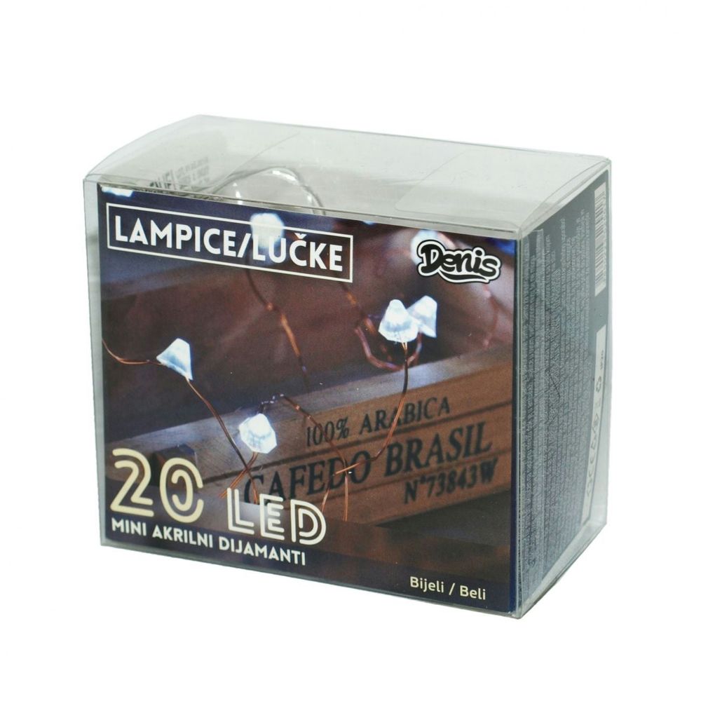 Denis Novogodišnje LED lampice mini akrilni dijamanti - 20 lampica slika 1
