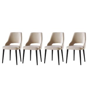Açelya - Cream - 3 Cream Chair Set (4 Pieces)