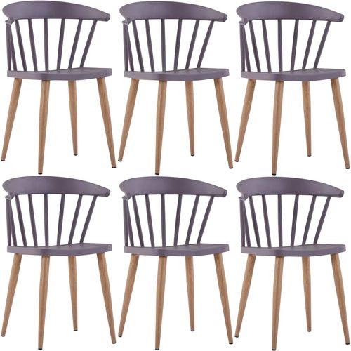 Blagovaonske stolice 6 kom sive plastične slika 26