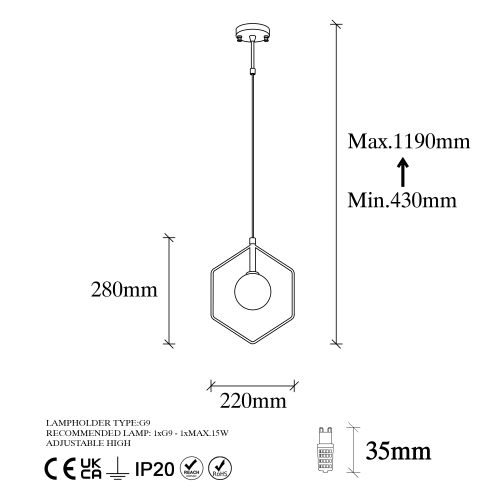 Luster Geometri - 11075 Crno-Beli slika 7