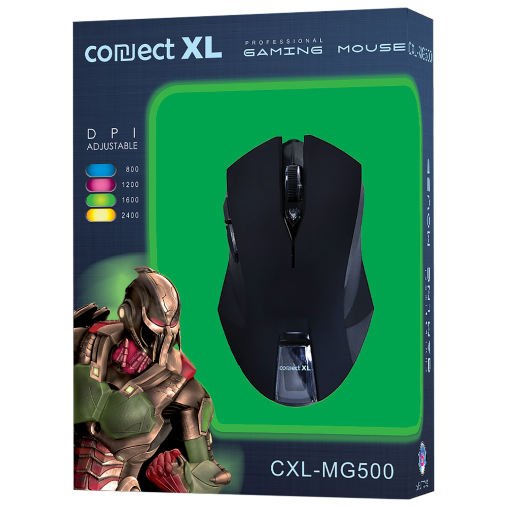 Connect XL Miš optički, 2400dpi GAMER, USB, 6 tipki - CXL-MG500 slika 2
