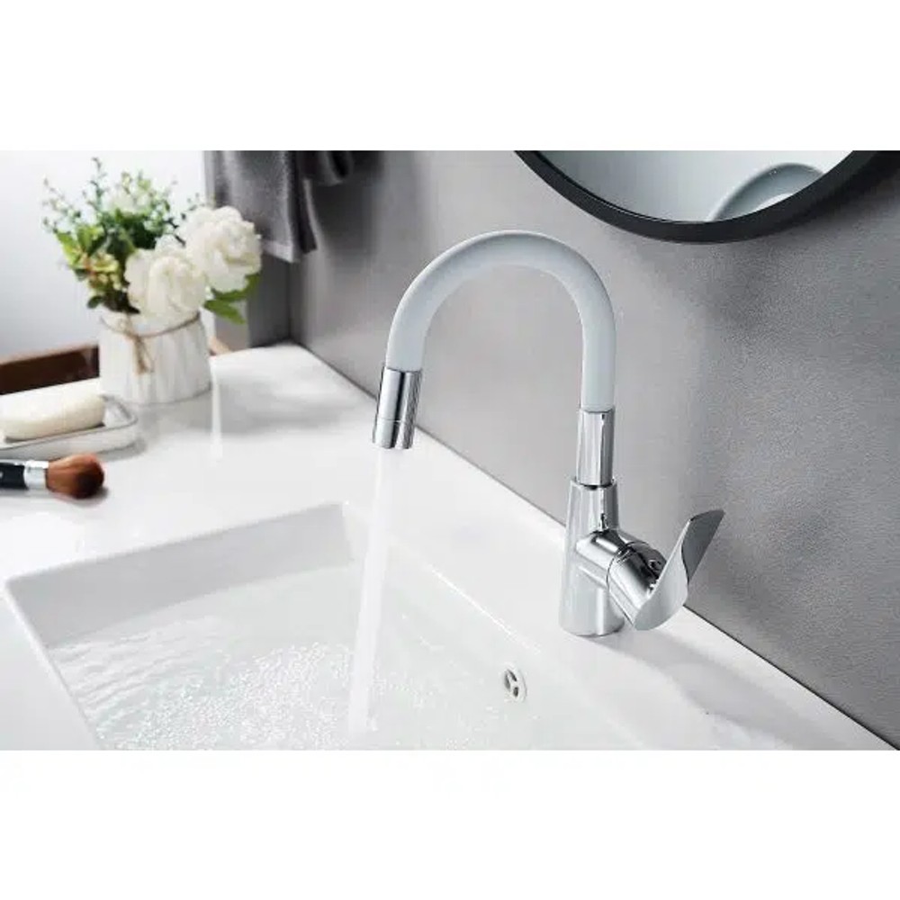 Inter Ceramic slavina za umivaonik alisado + set za ugradnju zinc/mesing kromirana/siva slika 2