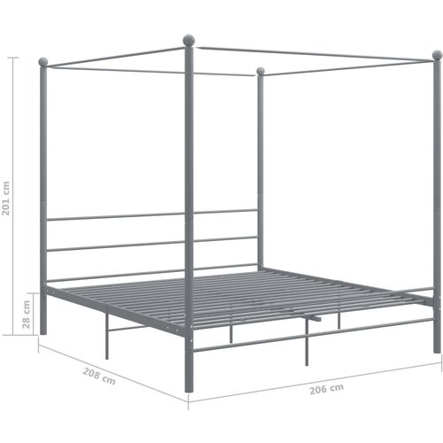 Okvir za krevet s nadstrešnicom sivi metalni 200 x 200 cm slika 6