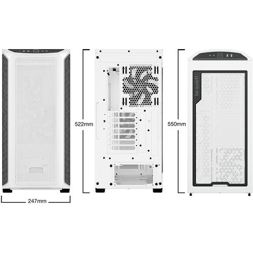 SHADOW BASE 800 DX White, MB compatibility: E-ATX / ATX / M-ATX / Mini-ITX, ARGB illumination, Three pre-installed be quiet! Pure Wings 3 140mm PWM fans, including space for water cooling radiators up to 420mm slika 2