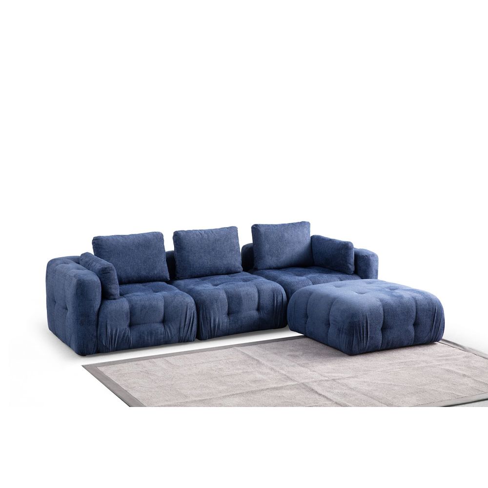 Amaris Troosjed sa Poufom - Tamnoplava Ugaona Sofa slika 4
