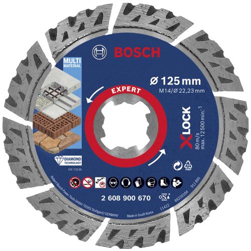 Bosch dijamantska rezna ploča  EXPERT MultiMaterial X-LOCK 125 x 22, 23 x 2, 4 x 12 mm, 2608900670 slika 1