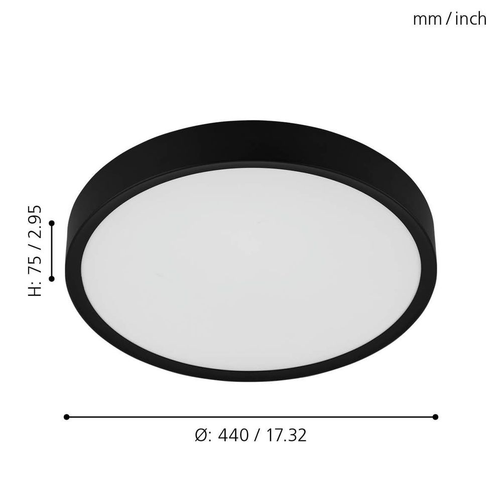 Eglo Musurita Stropna LED Lampa, 33,5W, 3900lm, Promjer 440mm, Crna/Plastika slika 3