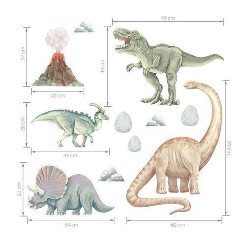 Pastelowe zidne naljepnice dinosauri 1 slika 7