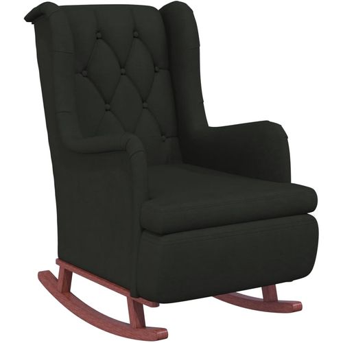 Fotelja s nogama za ljuljanje od kaučukovca crna baršunasta slika 16