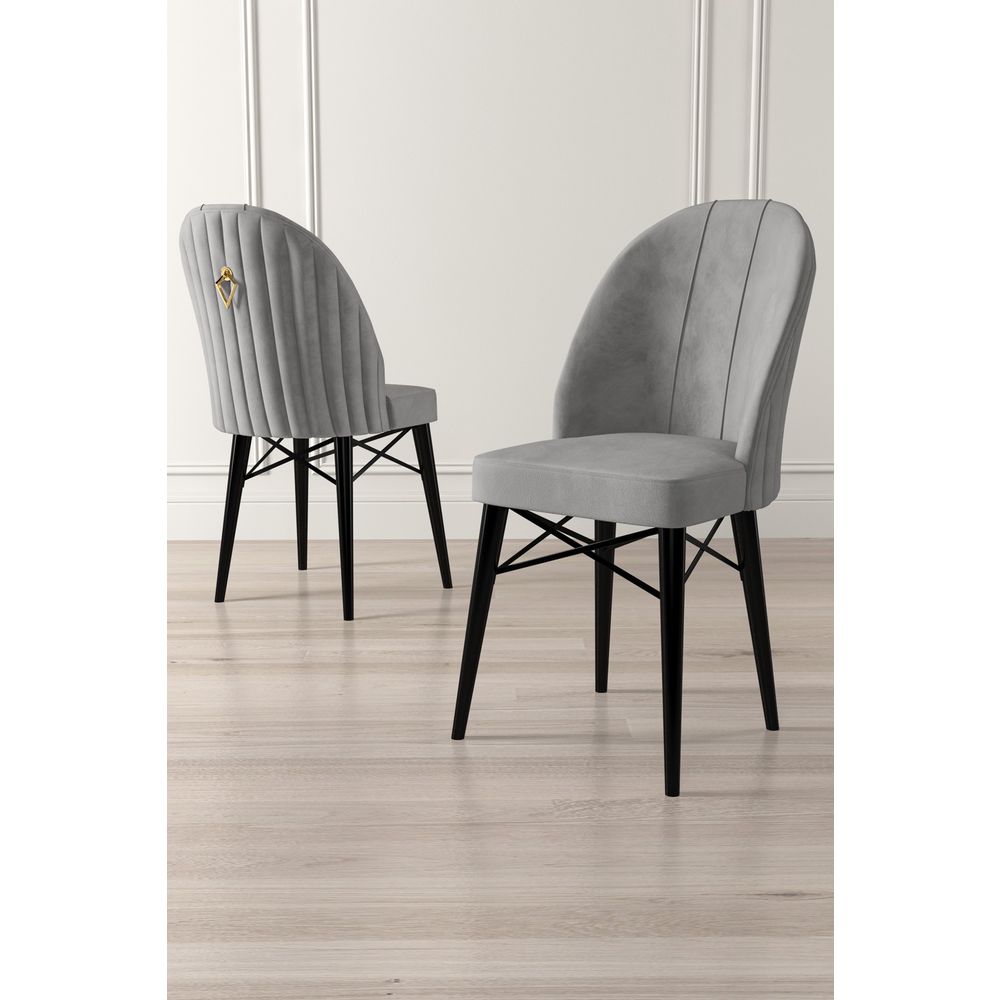 Ritim - Sivi, Crni Set Stolica (6 Komada) slika 2
