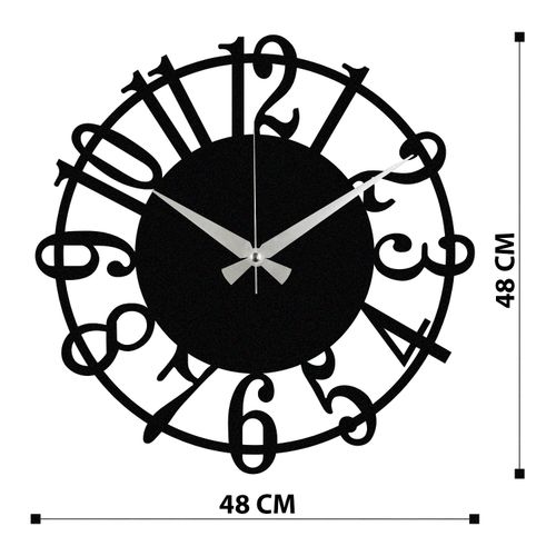 Enzoclock - S006 Crni Dekorativni Metalni Zidni Sat slika 6