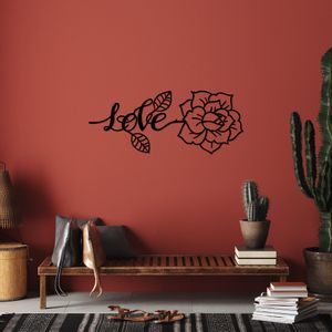 Love And Flower Black Decorative Metal Wall Accessory