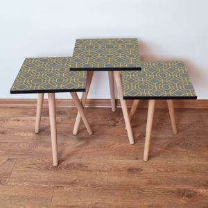 Nesting Table 3Shp238 - Set od 3 komada u sivoj i žutoj boji