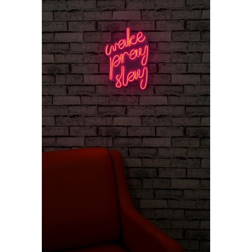 Wallity Ukrasna plastična LED rasvjeta, Wake Pray Slay - Pink slika 2