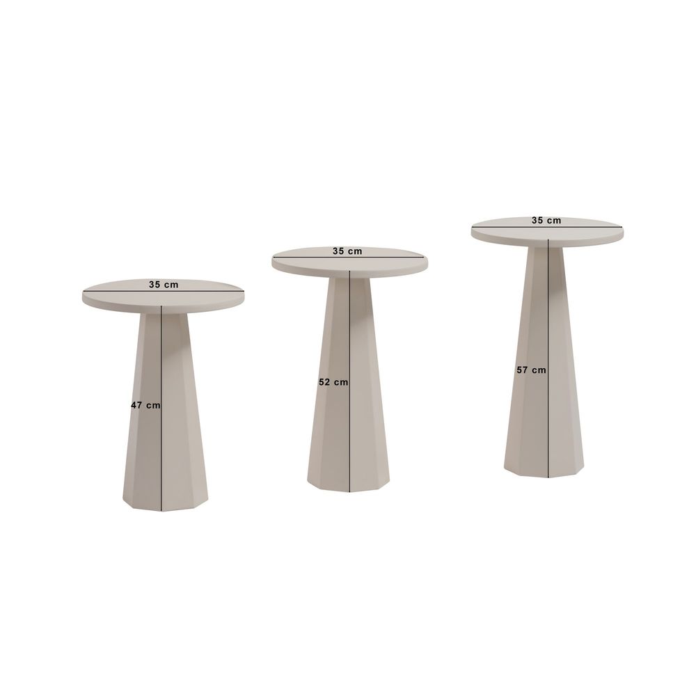 Set bočnih stolova "Lilyum" (57 + 52 + 47) - bijela boja slika 8
