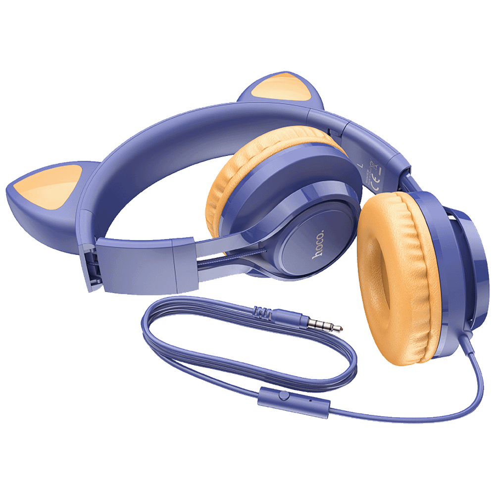 hoco. Slušalice sa mikrofonom, mačje uši, plava - W36 Cat ear, midnight blue slika 3
