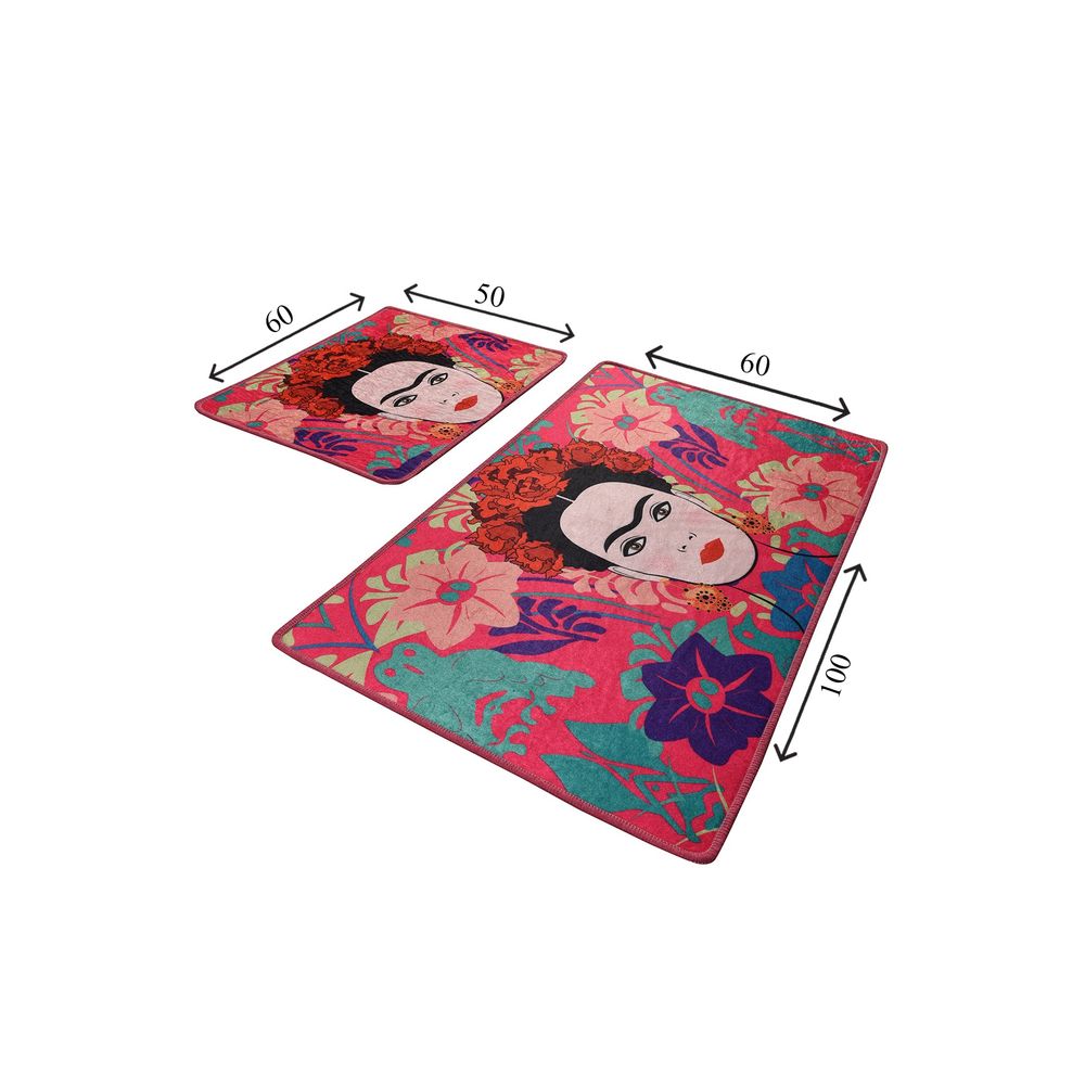 Set prostirki za kupatilo (2 komada) Frida - Roza, boja: višebojna slika 3