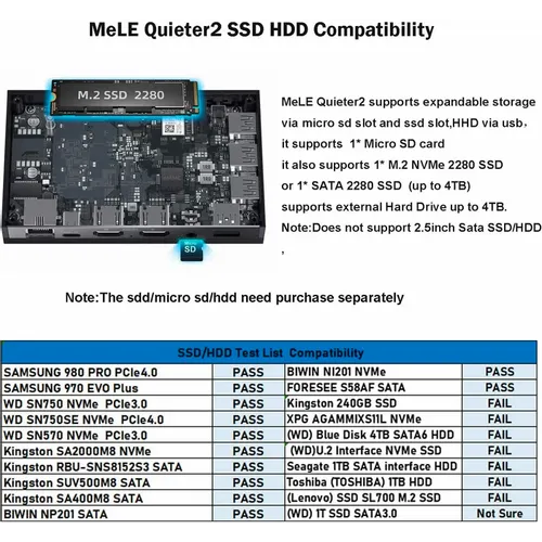 Mini PC MELE Quieter 2Q fanless Win11 Pro slika 2