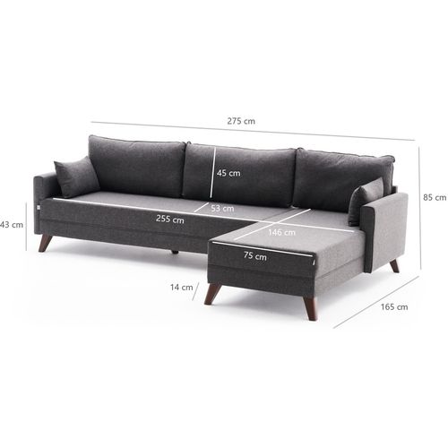 Atelier Del Sofa Kutna garnitura, Antracit, Bella Corner Sofa Right - Anthracite slika 8