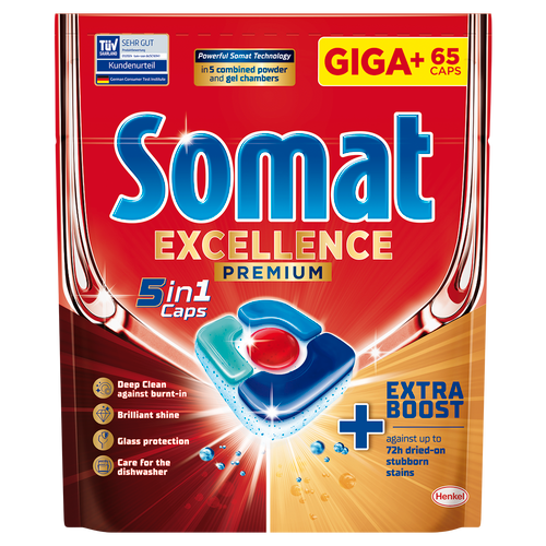 Somat Excellence Premium 5in1 tablete za strojno pranje posuđa 65kom slika 1