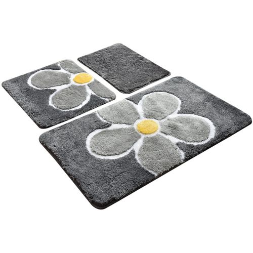 Flower - Grey Multicolor Acrylic Bathmat Set (3 Pieces) slika 2