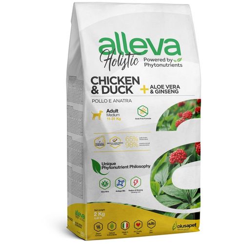 Alleva Holistic Dog Adult Chicken &amp; Duck + Aloe Vera &amp; Ginseng Medium 2 kg slika 1