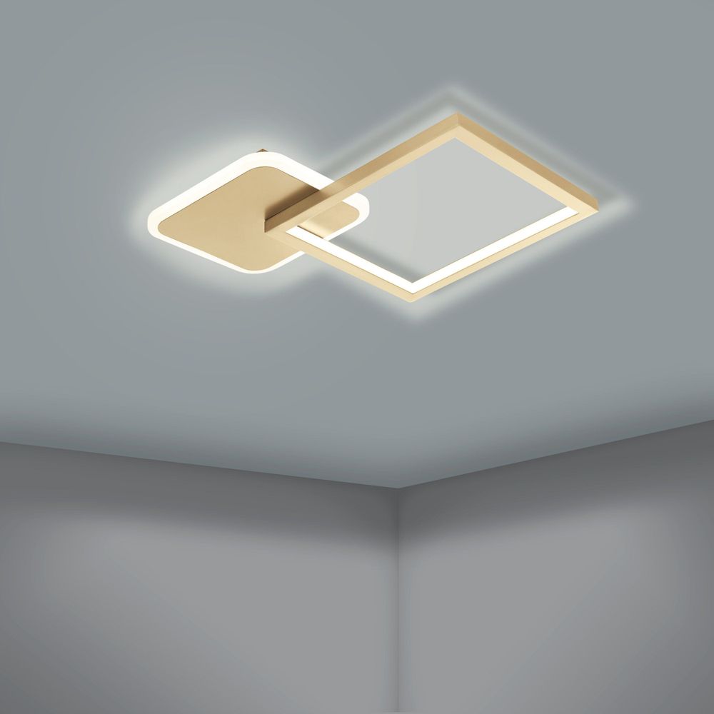 Eglo stropna LED lampa 'GAFARES' sa daljinskim upravljačem, 15W, zlatno-bijela slika 4