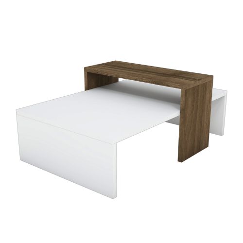 Woody Fashion Stolić GLOW - White, Glow - White, Walnut slika 3