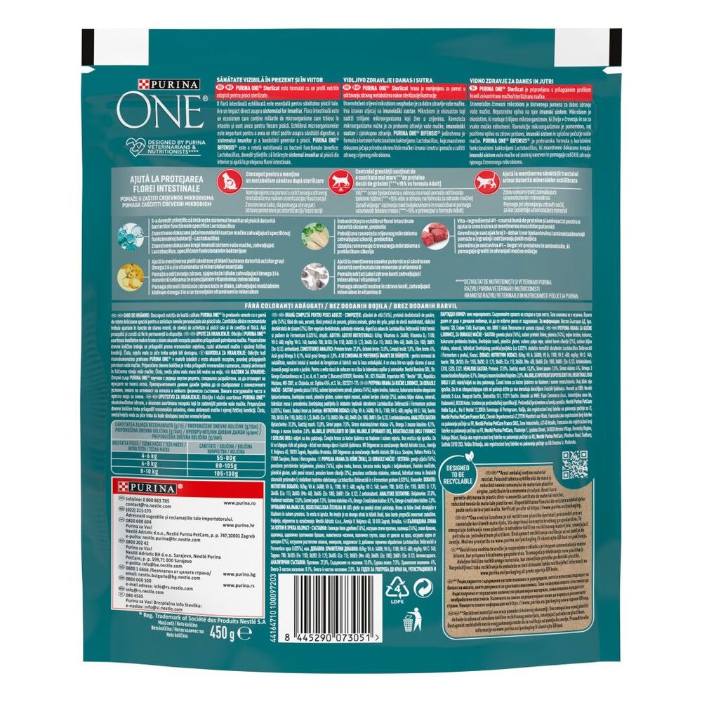PURINA ONE® Hrana za mačke Bogata govedinom i pšenicom Adult Sterilcat 450g slika 2