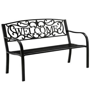 DOBRODOŠLI Vrtna klupa za terasu Metalna 3 sjedala Crna 127 cm